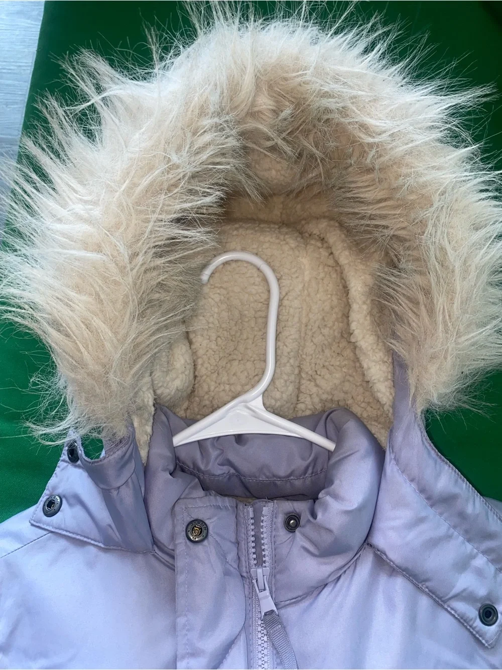 Old Navy Lavender Puff Coat with Faux Fur Hood